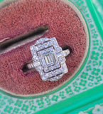 Platinum Art Deco diamond antique glove shield ring