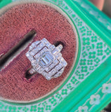 Platinum Art Deco diamond antique glove shield ring