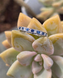 platinum diamond & sapphire stackable estate eternity wedding band - size 6.75