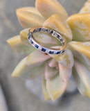 platinum diamond & sapphire stackable estate eternity wedding band - size 6.75