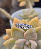 platinum diamond & sapphire stackable estate eternity wedding band - size 6.75