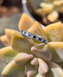 platinum diamond & sapphire stackable estate eternity wedding band - size 6.75