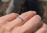 platinum diamond & sapphire stackable estate eternity wedding band - size 6.75