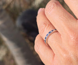platinum diamond & sapphire stackable estate eternity wedding band - size 6.75