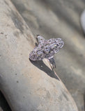 Platinum Art Deco diamond antique glove shield ring