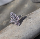Platinum Art Deco diamond antique glove shield ring