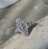 Platinum Art Deco diamond antique glove shield ring