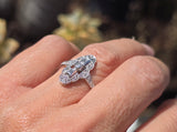 Platinum Art Deco diamond antique glove shield ring