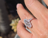 Platinum Art Deco diamond antique glove shield ring