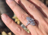 Platinum Art Deco diamond antique glove shield ring