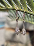 18ct gold two-tone c.1930's Deco diamond antique earrings