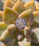 18ct gold two tone diamond Art Deco spiderweb filigree antique ring