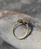 18ct gold two tone diamond Art Deco spiderweb filigree antique ring