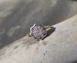 18ct gold two tone diamond Art Deco spiderweb filigree antique ring