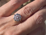 18ct gold two tone diamond Art Deco spiderweb filigree antique ring