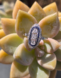 platinum top and 18ct gold two-tone Deco estate sapphire and diamond ring