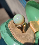 14k gold Tremonti rotating sphere opal ball engraved estate ring
