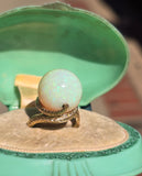 14k gold Tremonti rotating sphere opal ball engraved estate ring