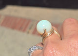 14k gold Tremonti rotating sphere opal ball engraved estate ring