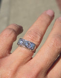 14k gold white gold 3 European cut diamond c.1920's filigree diamond antique ring