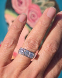 14k gold white gold 3 European cut diamond c.1920's filigree diamond antique ring