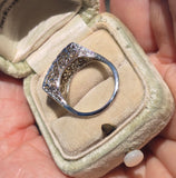 14k gold white gold 3 European cut diamond c.1920's filigree diamond antique ring