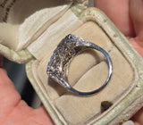 14k gold white gold 3 European cut diamond c.1920's filigree diamond antique ring