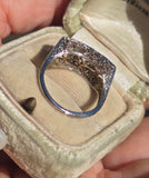 14k gold white gold 3 European cut diamond c.1920's filigree diamond antique ring