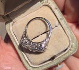 14k gold white gold 3 European cut diamond c.1920's filigree diamond antique ring