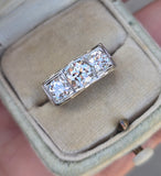 14k gold white gold 3 European cut diamond c.1920's filigree diamond antique ring