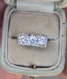 14k gold white gold 3 European cut diamond c.1920's filigree diamond antique ring