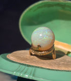 14k gold Tremonti rotating sphere opal ball engraved estate ring