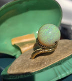 14k gold Tremonti rotating sphere opal ball engraved estate ring