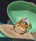 14k gold Tremonti rotating sphere opal ball engraved estate ring