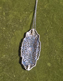 14k white gold Deco c.1920's diamond filigree pendant necklace