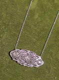 14k white gold Deco c.1920's diamond filigree pendant necklace