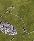 14k white gold Deco c.1920's diamond filigree pendant necklace