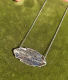 14k white gold Deco c.1920's diamond filigree pendant necklace