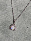 14k white gold filigree amethyst antique Deco necklace pendant lavaliere