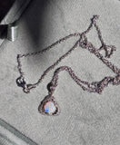 14k white gold filigree amethyst antique Deco necklace pendant lavaliere