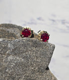 14k gold ruby scroll studs - NEW