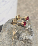 14k gold ruby scroll studs - NEW
