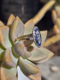 platinum top and 18ct gold two-tone Deco estate sapphire and diamond ring