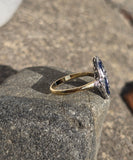 platinum top and 18ct gold two-tone Deco estate sapphire and diamond ring