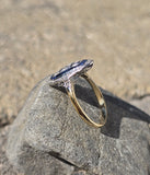 platinum top and 18ct gold two-tone Deco estate sapphire and diamond ring