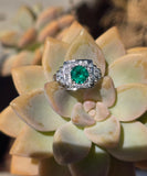 Platinum emerald and diamond c.20's Art Deco antique ring