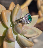 Platinum emerald and diamond c.20's Art Deco antique ring