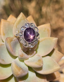 18ct with silver top two-tone Edwardian natural Star Sapphire and diamond antique estate ring HOLD