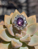 18ct with silver top two-tone Edwardian natural Star Sapphire and diamond antique estate ring HOLD