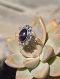 18ct with silver top two-tone Edwardian natural Star Sapphire and diamond antique estate ring HOLD
